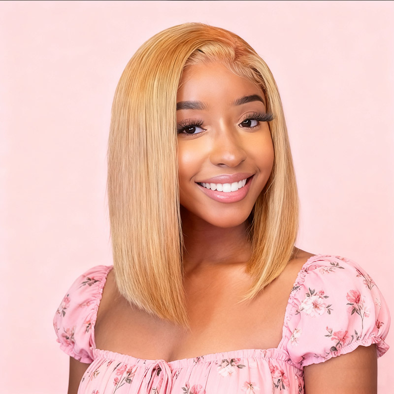 12A Bone Hair 13x4 Lace Bob Wigs 27/613 Short Straight 100% Human Virgin Hair Wigs